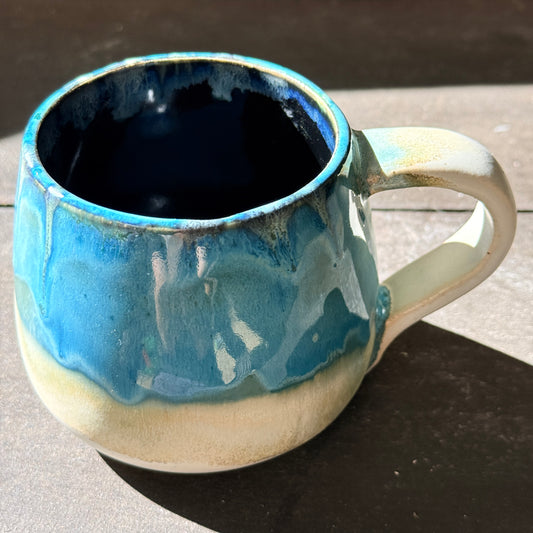 Handmade 16oz Stoneware Mug - Tropical Teal