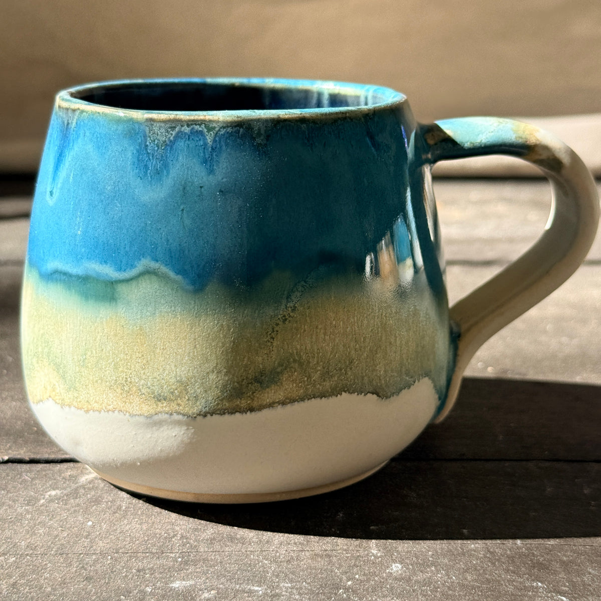 Handmade 16oz Stoneware Mug - Tropical Teal