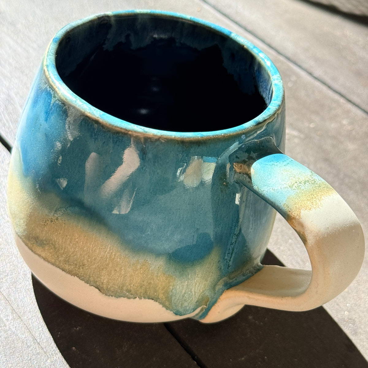 Handmade 16oz Stoneware Mug - Tropical Teal