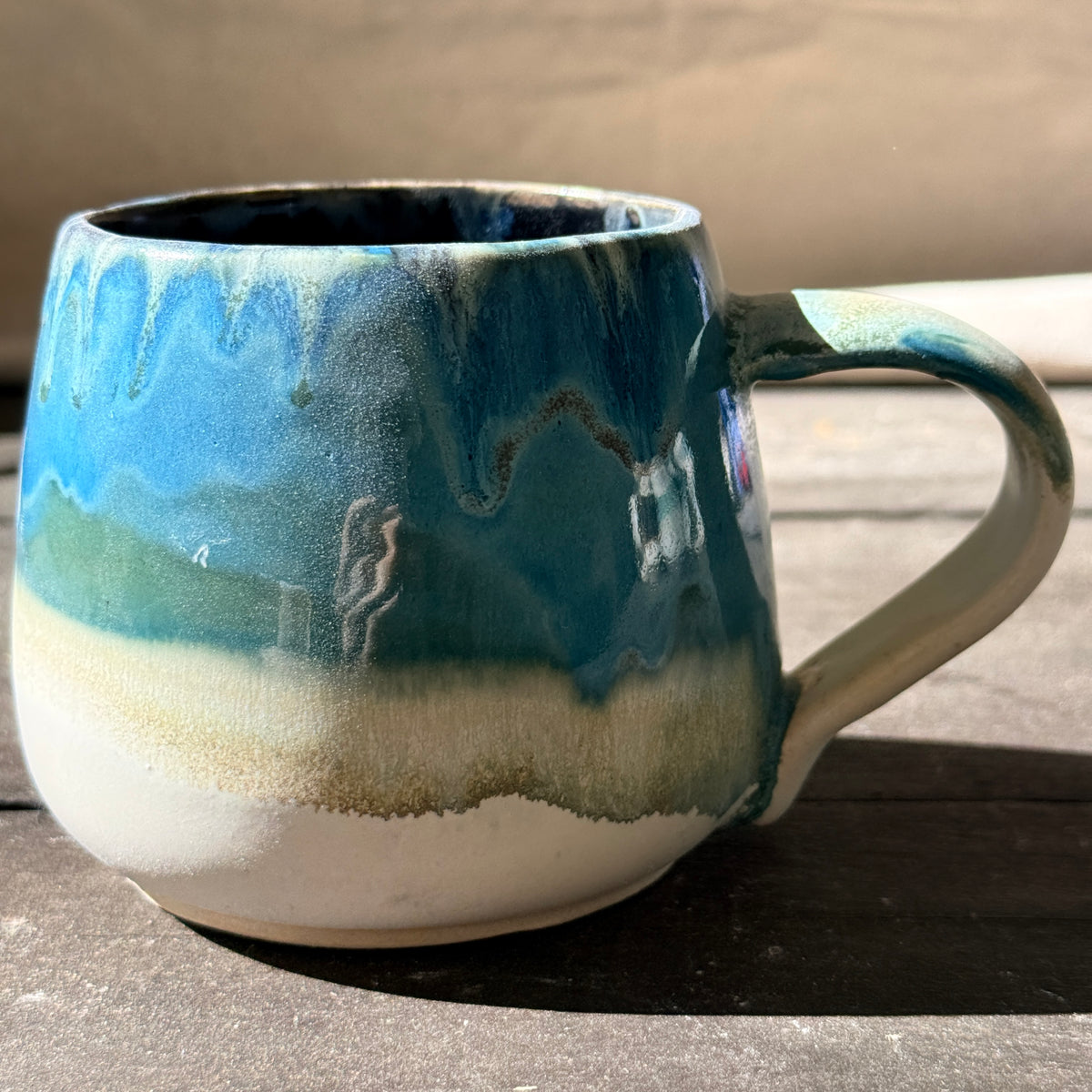Handmade 16oz Stoneware Mug - Tropical Teal