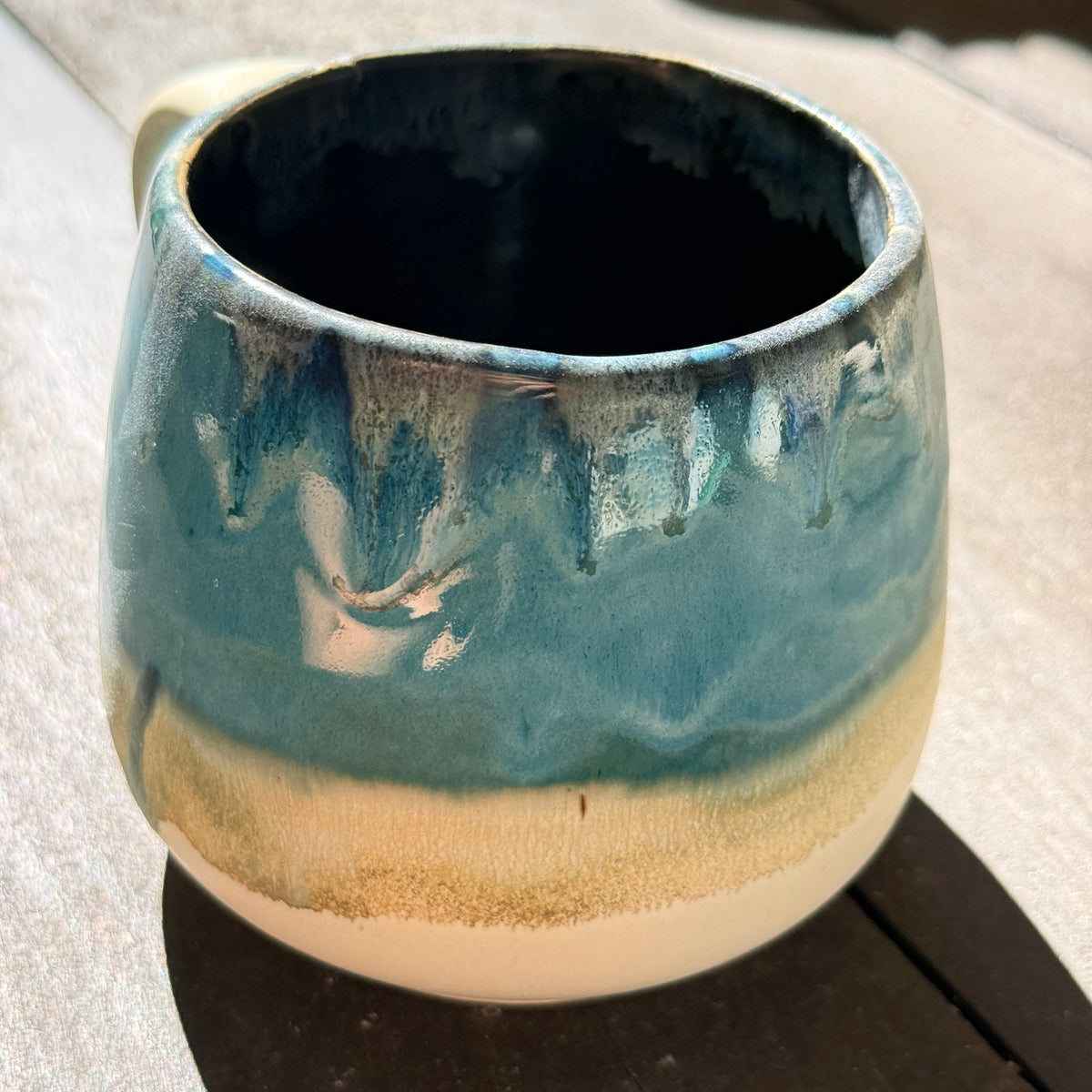 Handmade 16oz Stoneware Mug - Tropical Teal