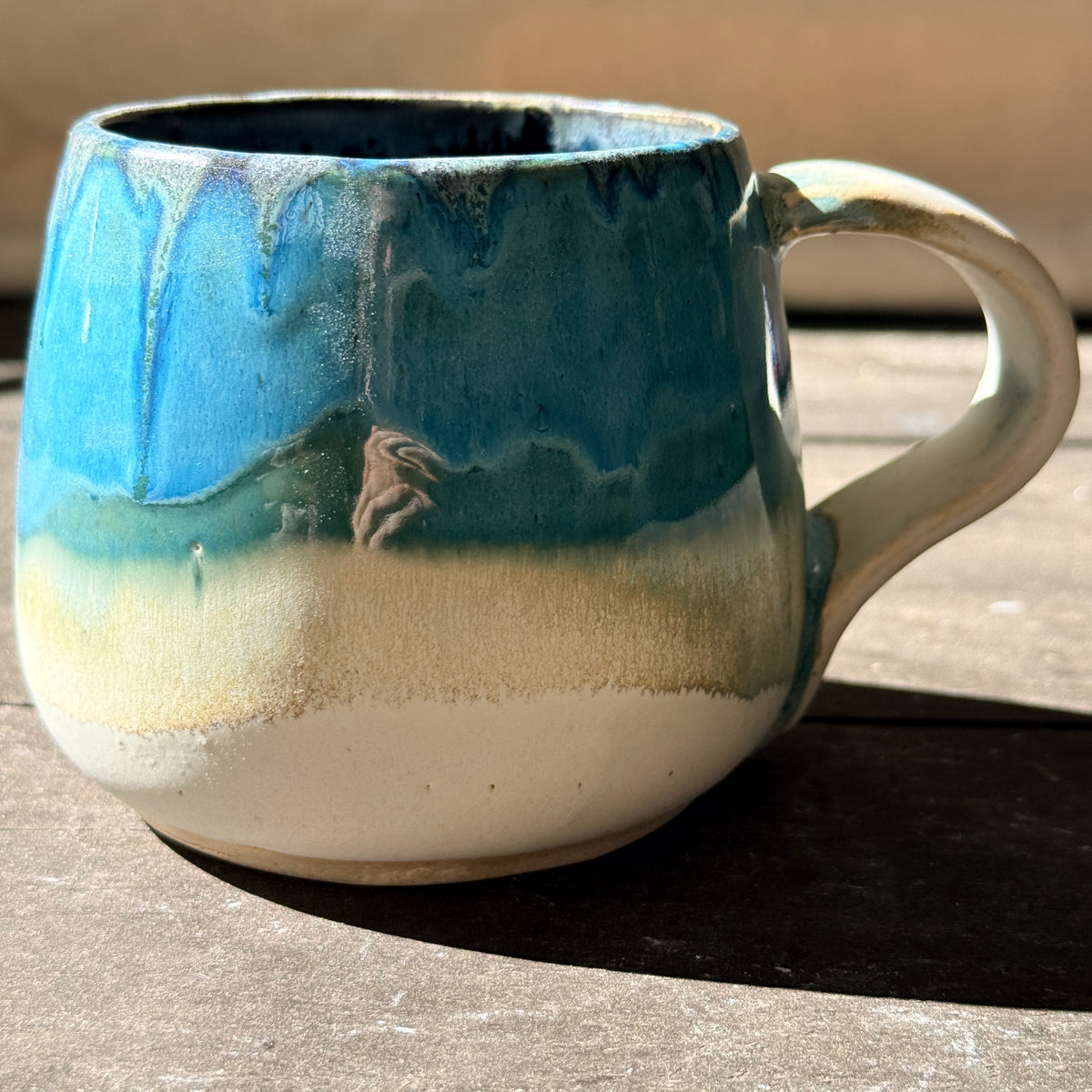 Handmade 16oz Stoneware Mug - Tropical Teal