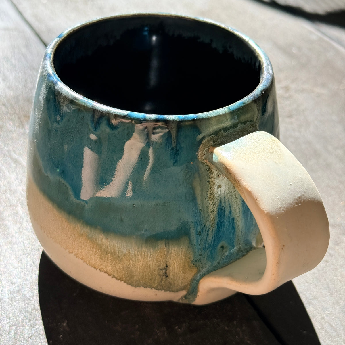 Handmade 16oz Stoneware Mug - Tropical Teal