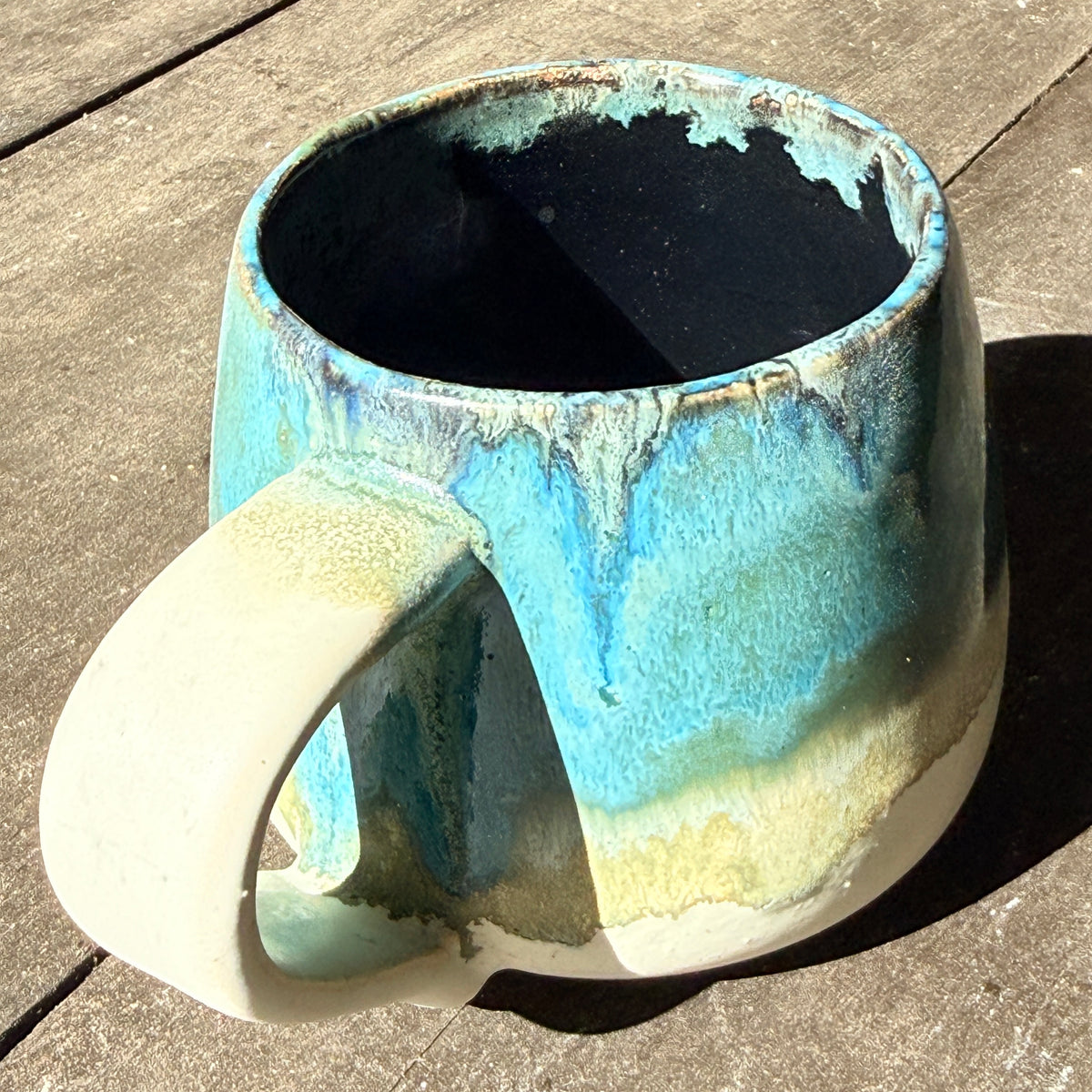 Handmade 16oz Stoneware Mug - Tropical Teal