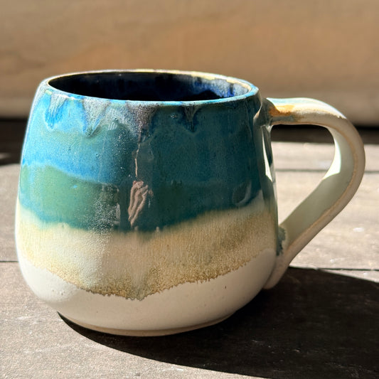 Handmade 16oz Stoneware Mug - Tropical Teal