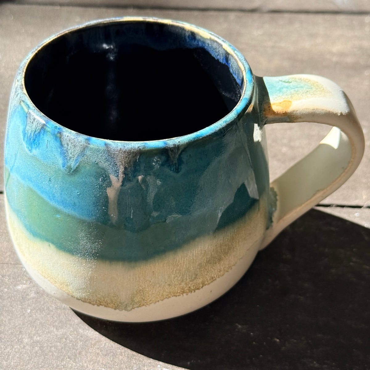 Handmade 16oz Stoneware Mug - Tropical Teal