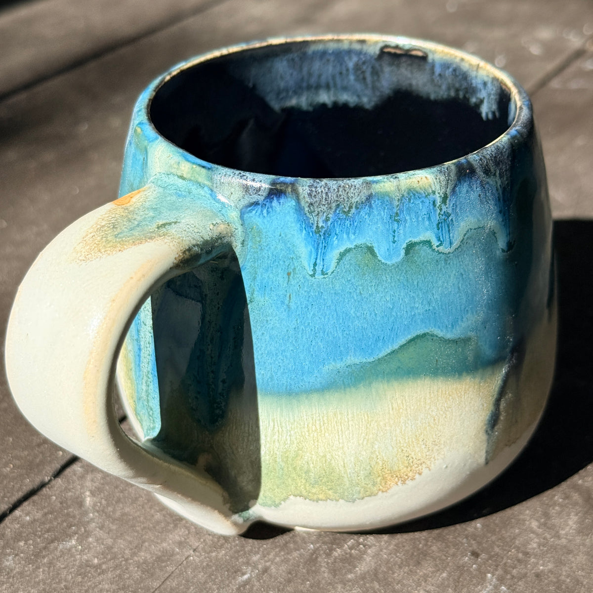 Handmade 16oz Stoneware Mug - Tropical Teal