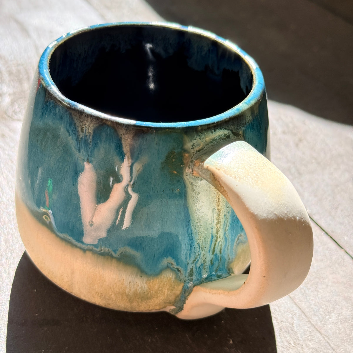 Handmade 16oz Stoneware Mug - Tropical Teal