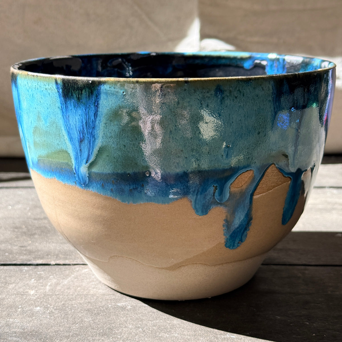 Handmade 2 1/4 Quart Stoneware Mixing Bowl - Tropical Teal