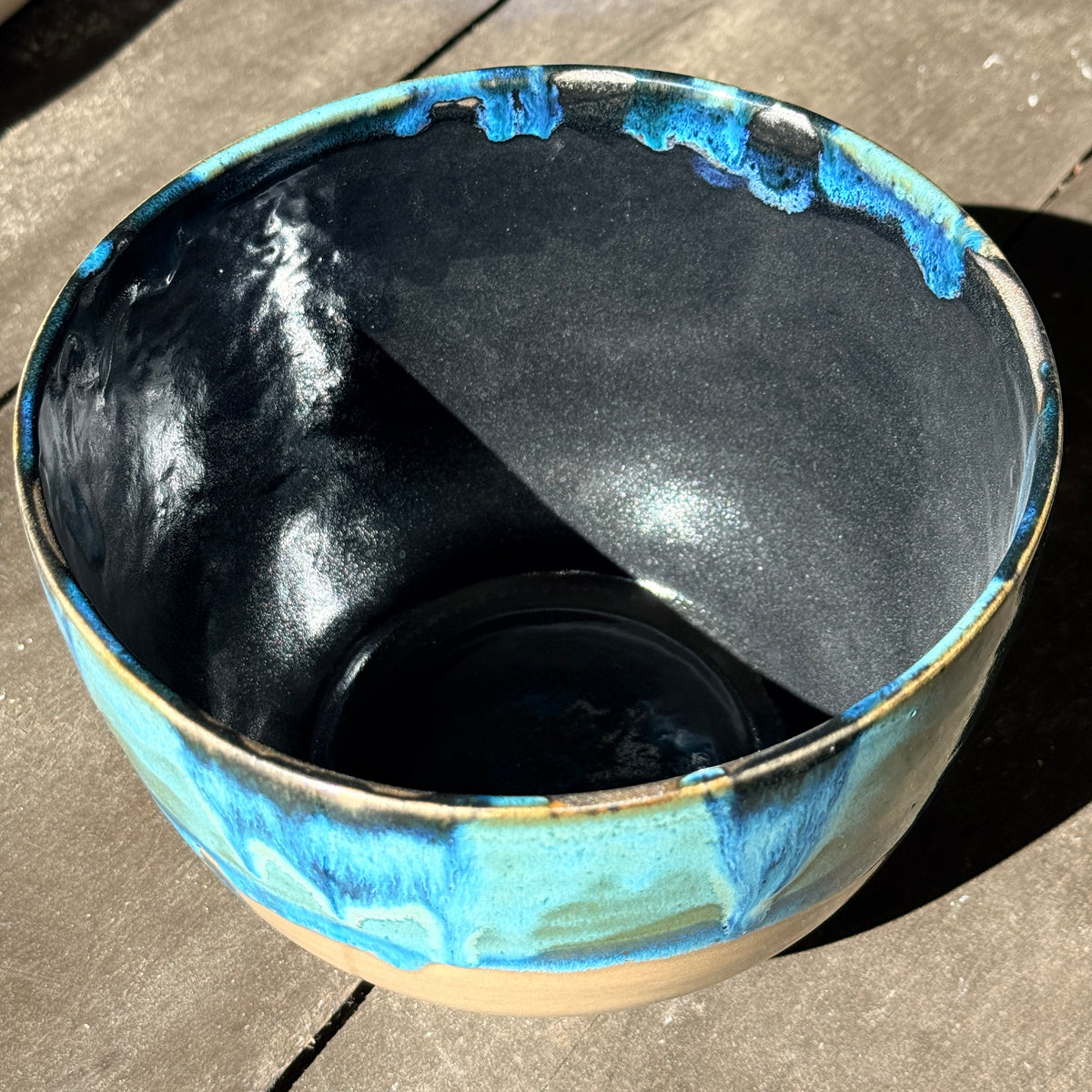 Handmade 2 1/4 Quart Stoneware Mixing Bowl - Tropical Teal