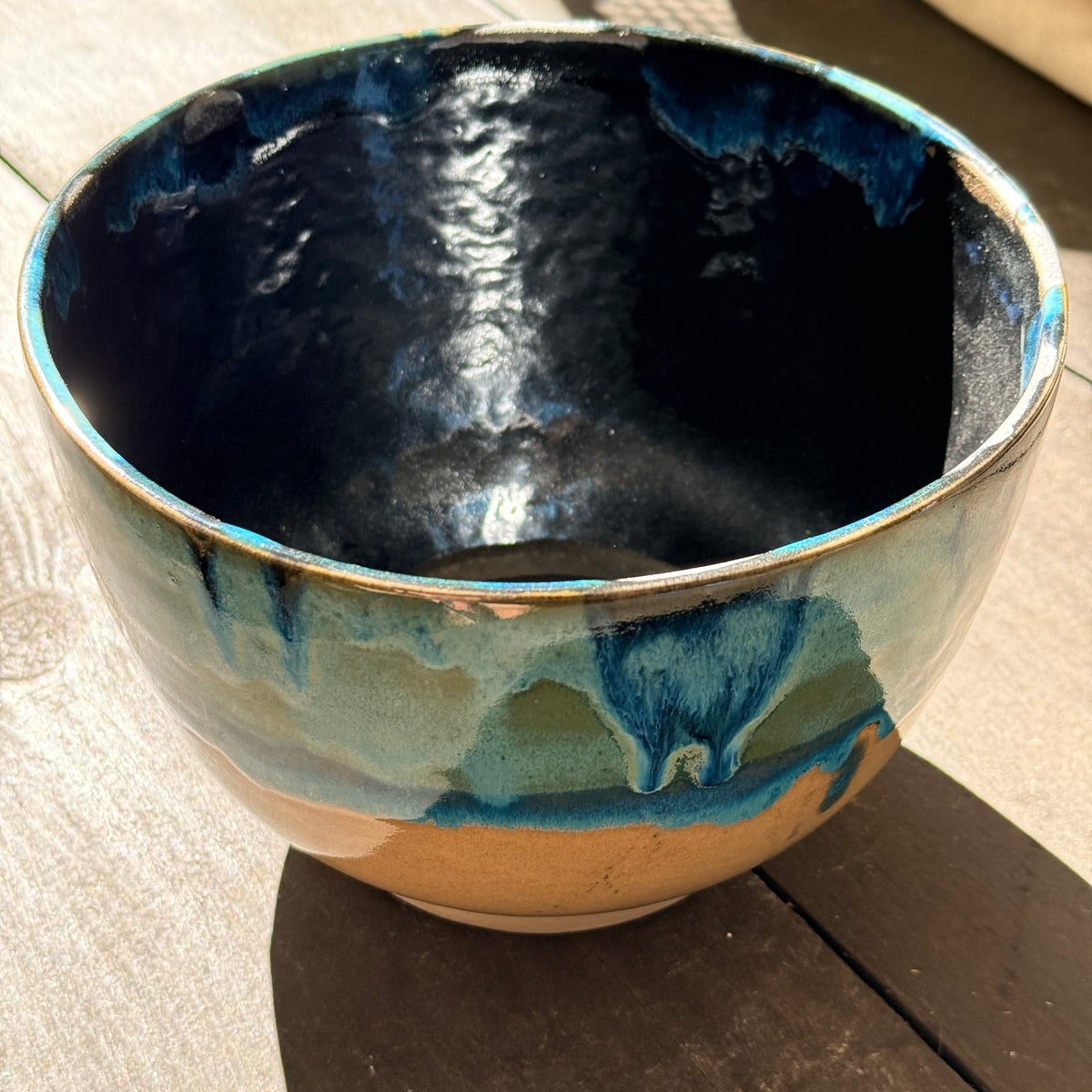 Handmade 2 1/4 Quart Stoneware Mixing Bowl - Tropical Teal