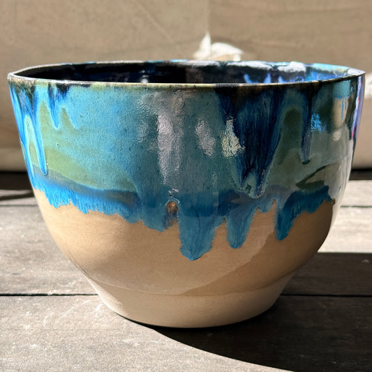Handmade 2 1/4 Quart Stoneware Mixing Bowl - Tropical Teal
