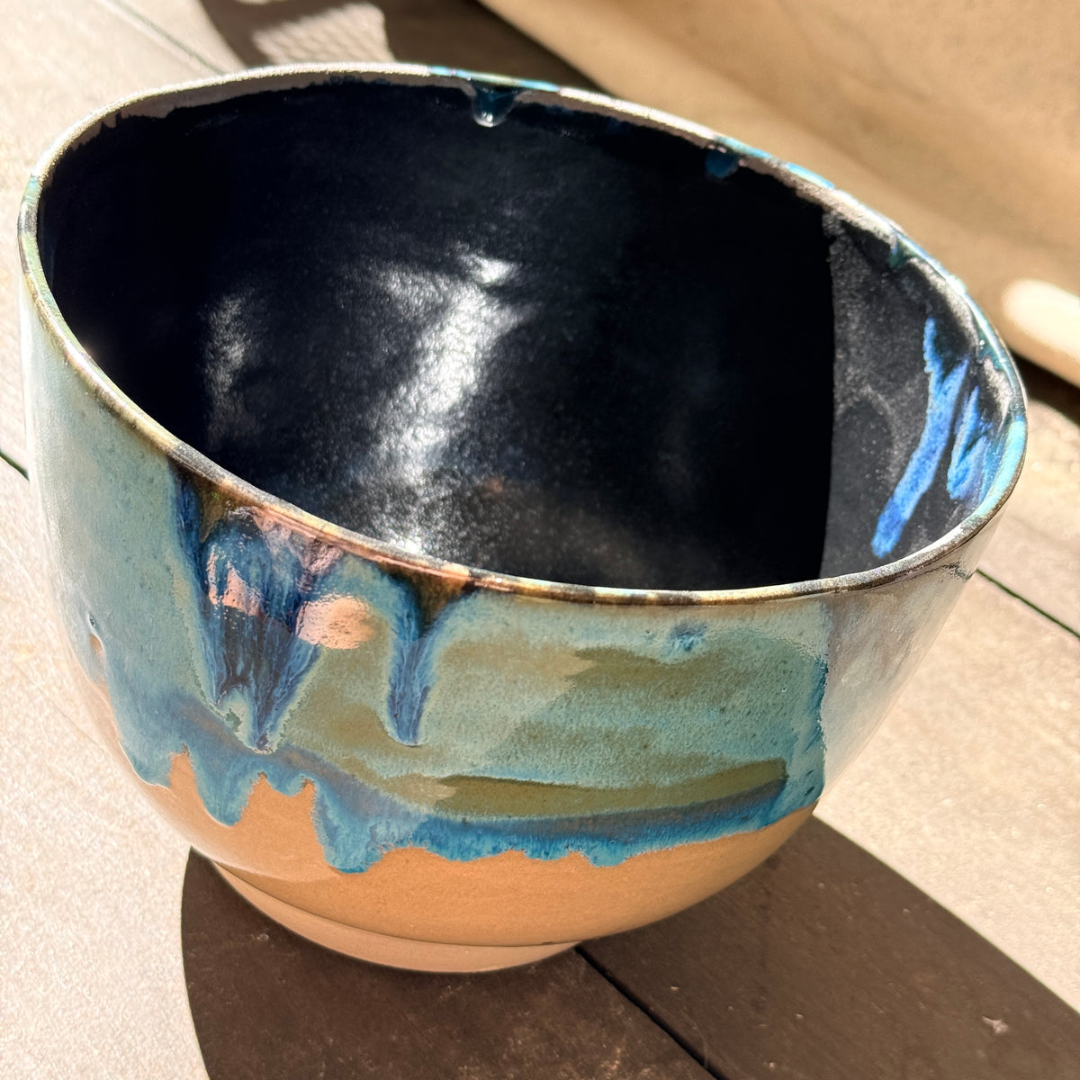 Handmade 2 1/4 Quart Stoneware Mixing Bowl - Tropical Teal
