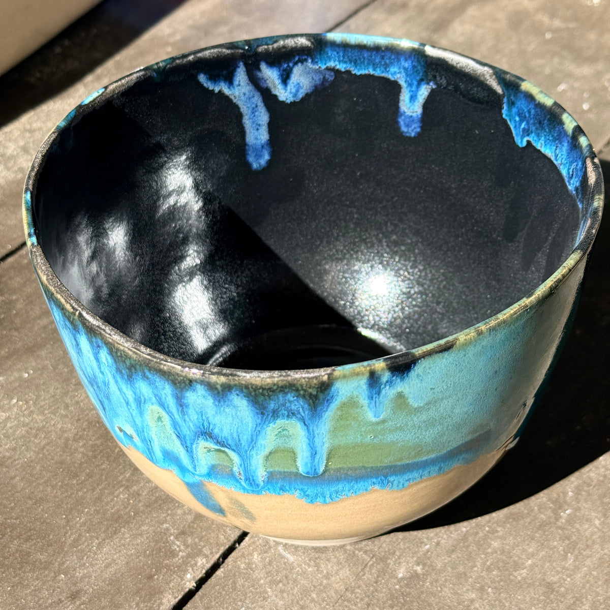 Handmade 2 1/4 Quart Stoneware Mixing Bowl - Tropical Teal