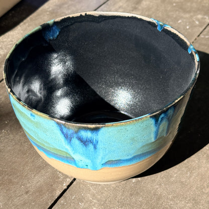 Handmade 2 1/4 Quart Stoneware Mixing Bowl - Tropical Teal