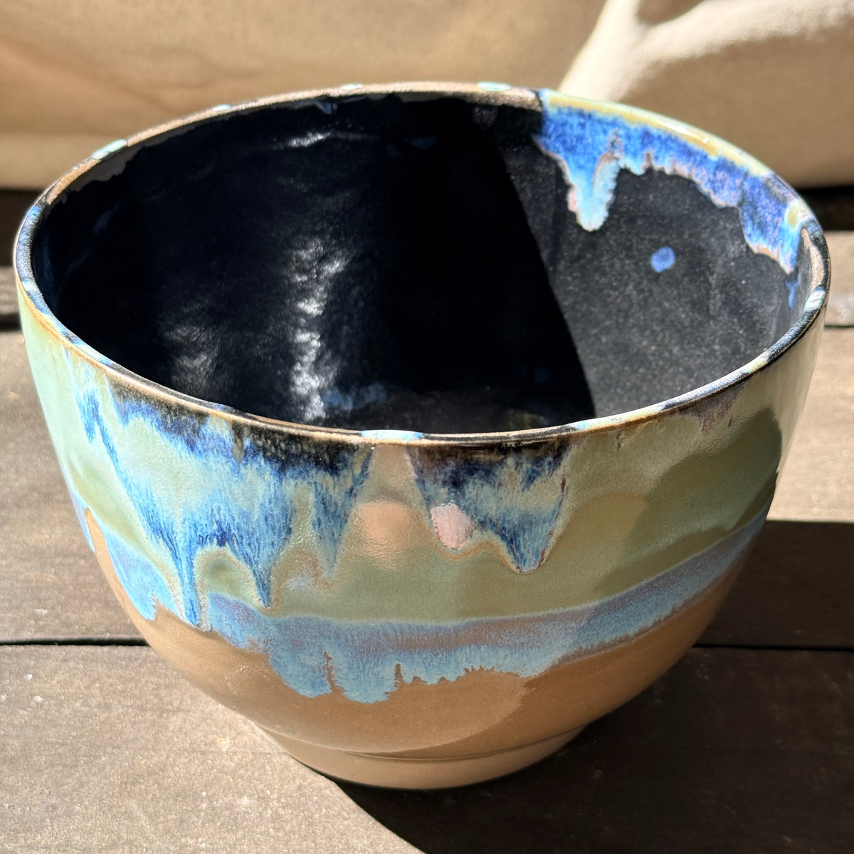 Handmade 2 1/4 Quart Stoneware Mixing Bowl - Tropical Teal