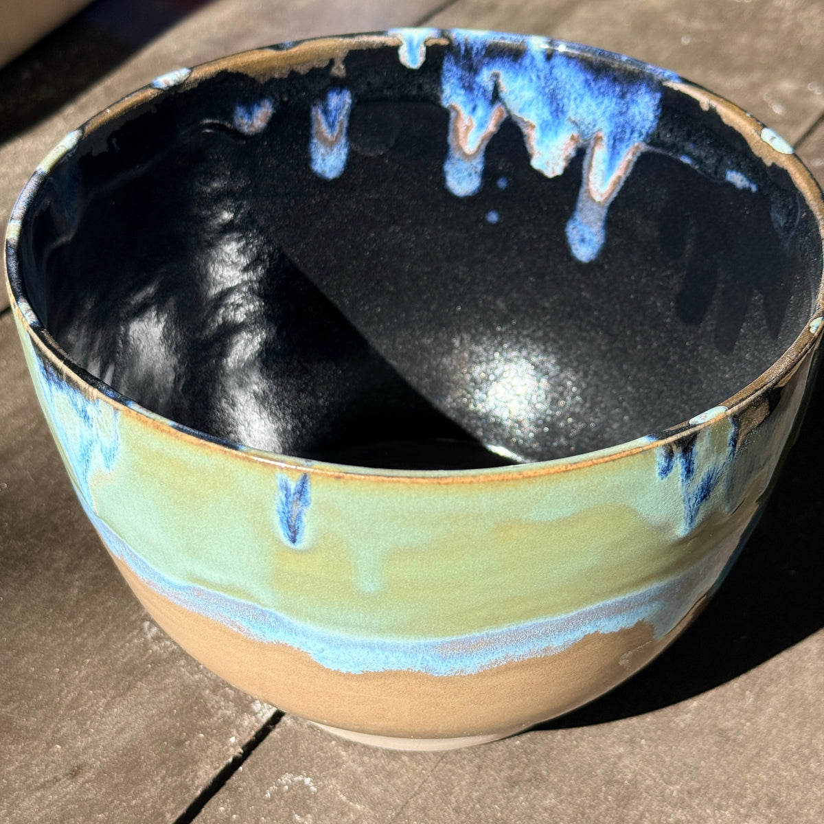 Handmade 2 1/4 Quart Stoneware Mixing Bowl - Tropical Teal