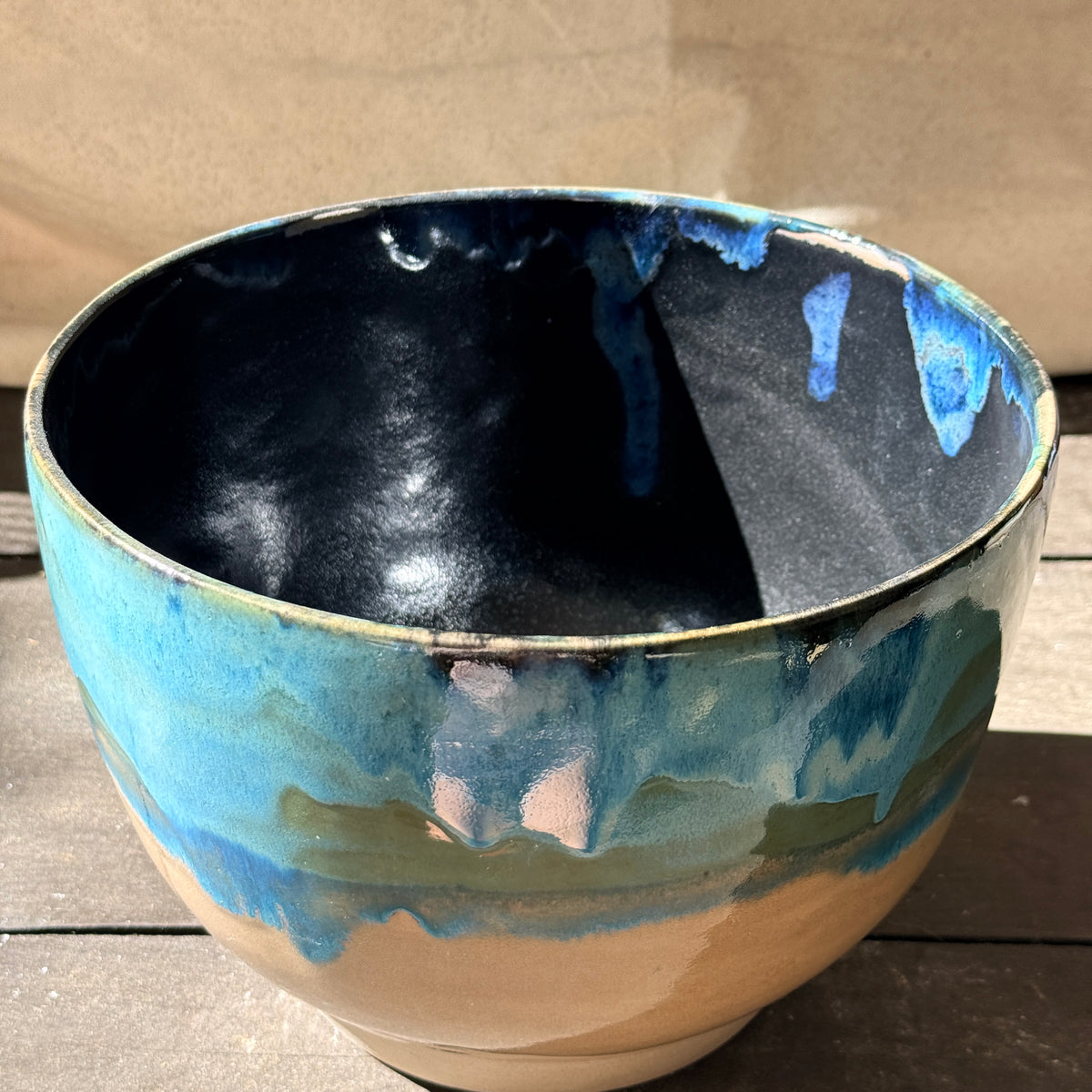 Handmade 4 1/4 Quart Stoneware Mixing Bowl - Tropical Teal