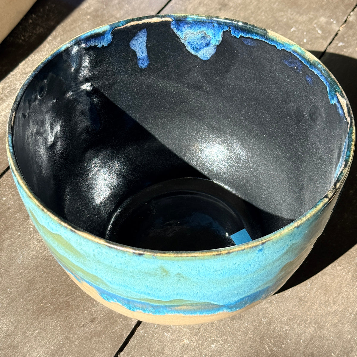 Handmade 4 1/4 Quart Stoneware Mixing Bowl - Tropical Teal