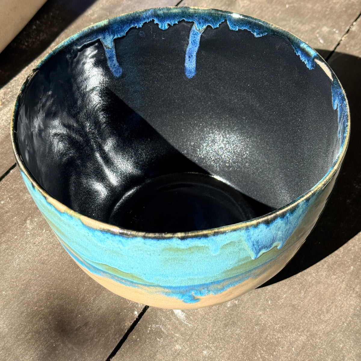 Handmade 4 1/4 Quart Stoneware Mixing Bowl - Tropical Teal