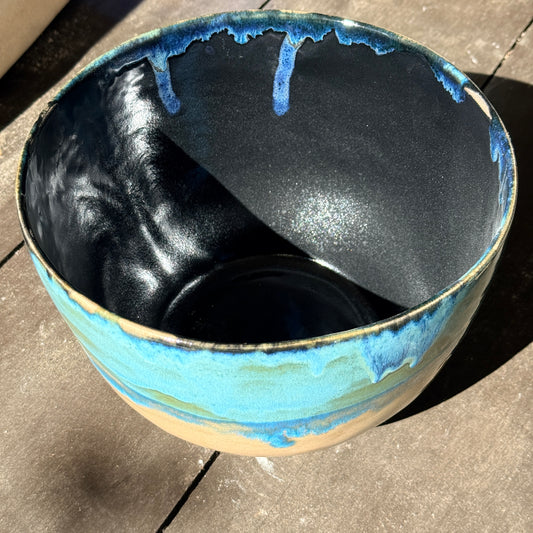 Handmade 4 1/4 Quart Stoneware Mixing Bowl - Tropical Teal